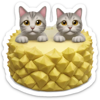 a durian cake with two cats on it sticker