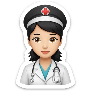 fresh grad nurse brown eyes southeast asian tan skin black hair sticker