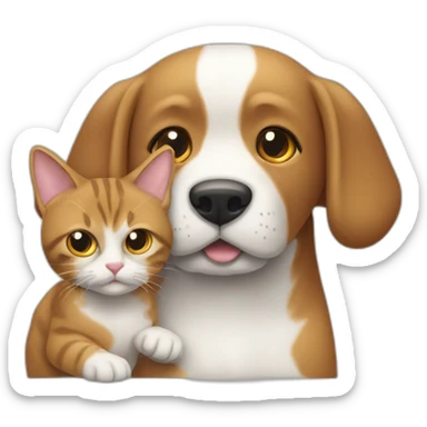 Un chat et un chien qui se serre la main sticker