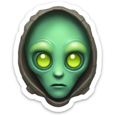 alien with a sad face futuristic roguelike rpg style inspired by hearthstone sticker