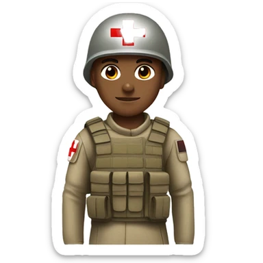 soldier with red medical cross on helmet, default skin tone sticker