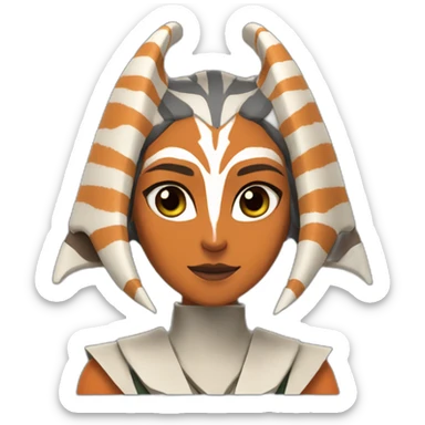 Ahsoka Tano (Portrait, front facing, Apple iOS 17 style) horns, tendrils sticker