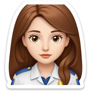 A beautician woman with fair skin with long brown hair sticker