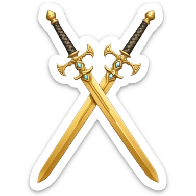 Two Golden royal swords with gold blades and gold handel sticker
