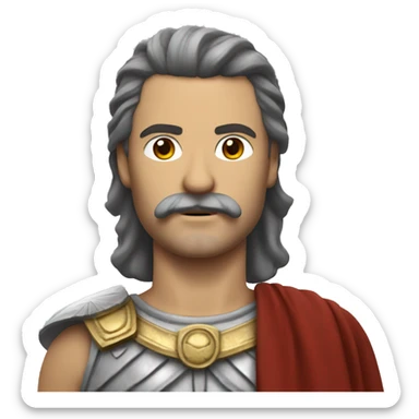 white man with a mustache and mullet hairstyle in an ancient roman warrior outfit sticker