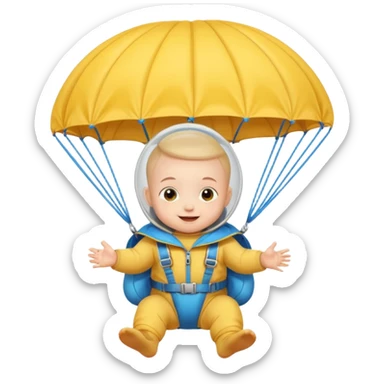 Skydiving baby with parachute and UFO sticker
