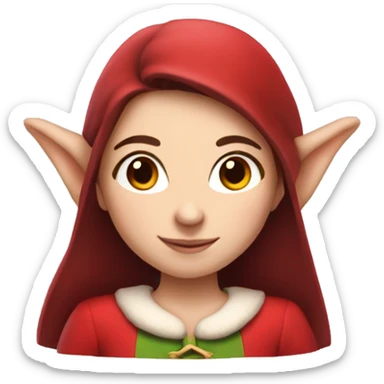 Brunette pale girl elf with red clothes and rosy cheeks  sticker