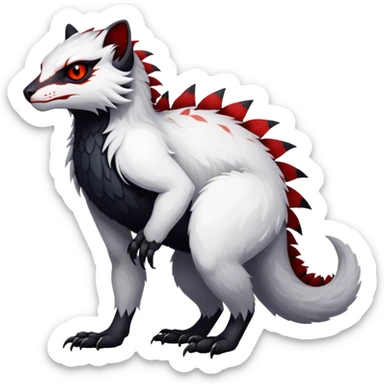 a white with black belly and red eyes exotic edgy vernid-fionbri-creature full body sticker