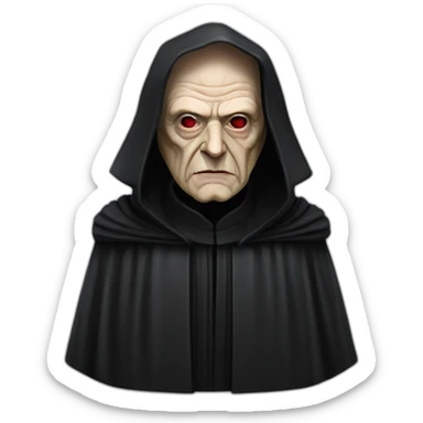 Emperor Shiev Palpatine (scarred and deformed, black hood, robe) Star Wars The return of the jedi sticker