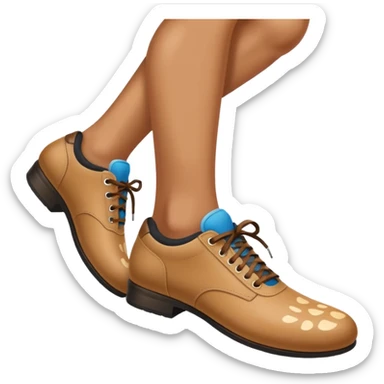 a shoe with a foot inside, stepping and showing a clear shoe print below. and leg







 sticker