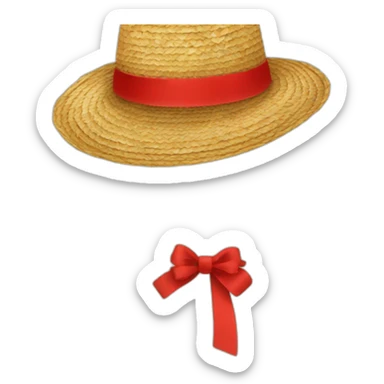 Chapeau de paille avec ruban rouge sticker