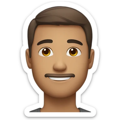 cute white man round face with dark brown fade haircut brown eyes sticker