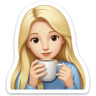 girl with long blonde hair sipping coffee sticker