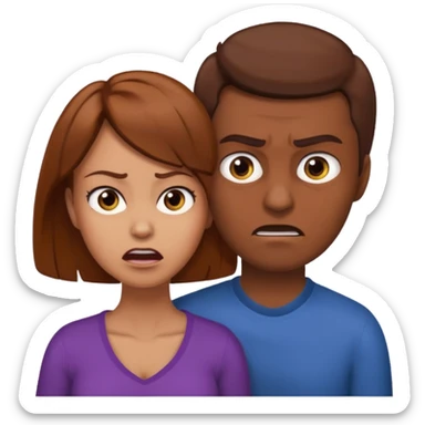 Une homme châtain possessif qui essaye d’attraper le cou de sa femme brune sticker