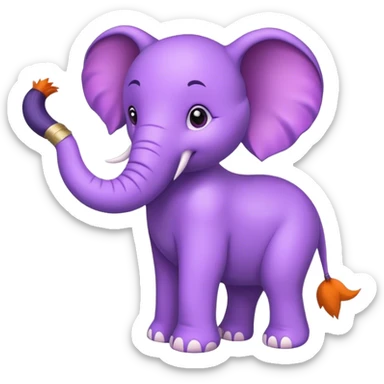 Purple elephant with fox tail sticker