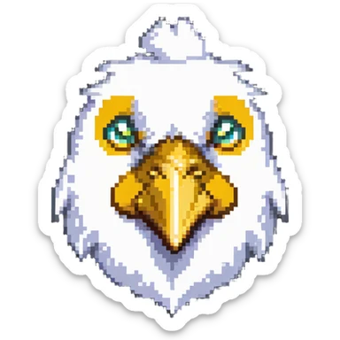 ultra-minimal blocky chicken head emoji with only 2 large square pixels: one white for the head, one yellow for the beak, extremely simple and abstract, matching Minecraft palette sticker