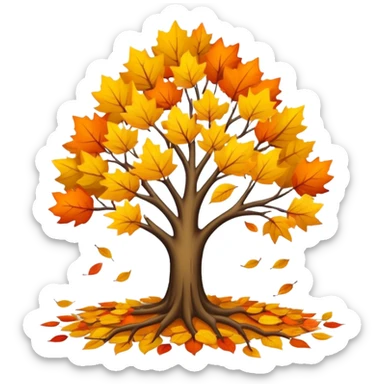 autumn tree with leafless falling  sticker