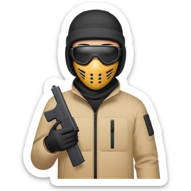 Yn holding a Glock with a switch wearing a Nike ski mask sticker
