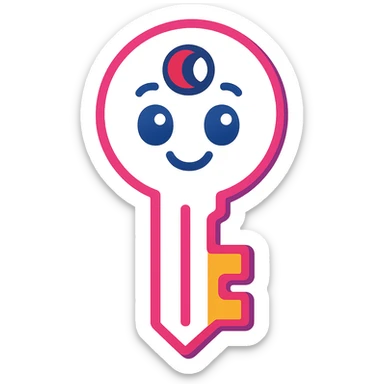 Make the key white with no background, keep it colorful and cartoonish in a vibrant toon style, bright and playful colors. sticker