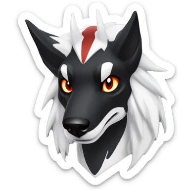 Black Cool Edgy Sergal-Houndoom-Nargacuga-Fakémon  with White and Red Edgy markings sticker