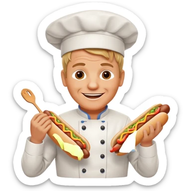 gordon ramsay hold a hotdog, happy smile sticker