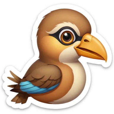 bird with piercings on beak and ribbon two eyes sticker