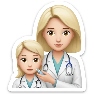 A medic (woman) attending to a person at the hospital sticker