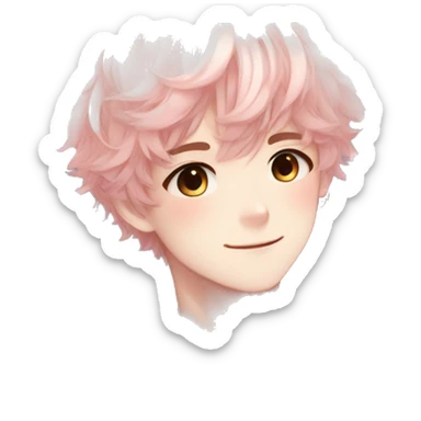 Gorgeous pastel anime style shojo guy with blushing face and flowers aesthetic trending style sticker