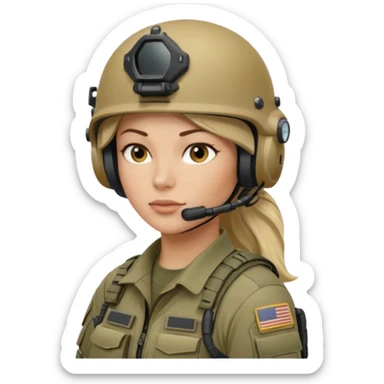 female special operations communications operator with combat gear head profile only sticker
