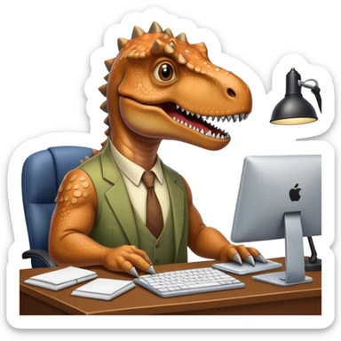 old dinosaurs working in an office sticker
