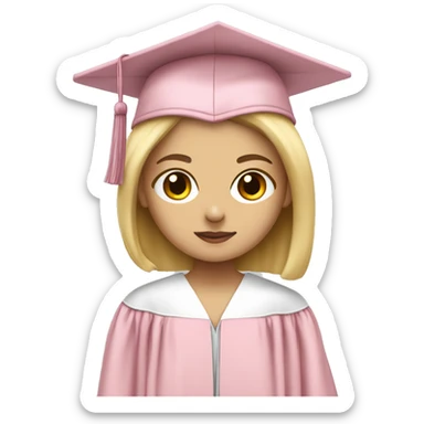 White Girl wearing baby pink graduation gown sticker