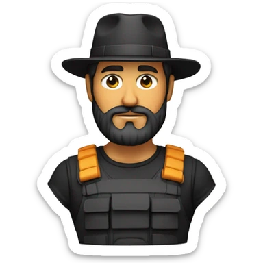 Hombre trigueño cuerpo completo fuerte de 40 años con barba y gorra ojos color negro  sticker