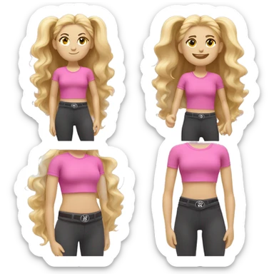 Blonde teenage girl with a lululemon belt bag and a pink shirt And a Stanley sticker