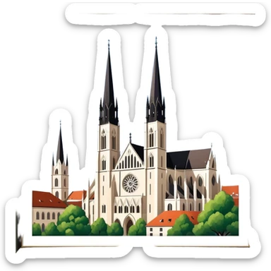 Zagreb Cathedral Landmark Emoji – Depicting its Gothic architecture and twin spires. sticker