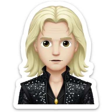 Lestat de Lioncourt with long platinum blonde hair, black sequin outfit sticker