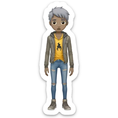 Mutant tall skinny gray realistic sticker