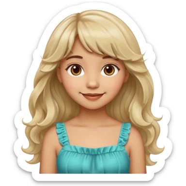 latina girl in a cute dress with bleached wavy hair and brown hair with bangs sticker