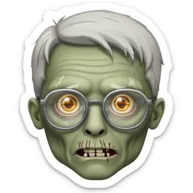 Zombie with big glasses more visible glasses, some difference between zombie and glasses, half body sticker