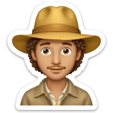 man curly hair and big earrings and and hat wearing sticker