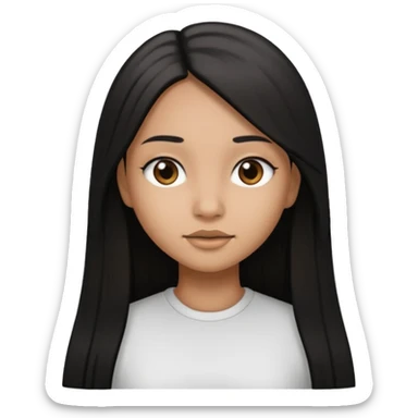 A girl in white with black long straight hair and light brown skin sticker