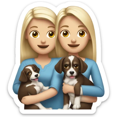 TWO brunette girls and a blonde with dogs in thei hsnds sticker