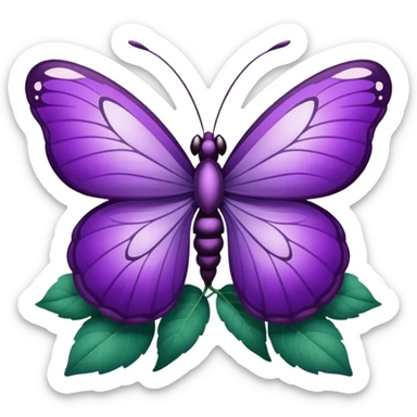 Mariposa color morado en una flor sticker