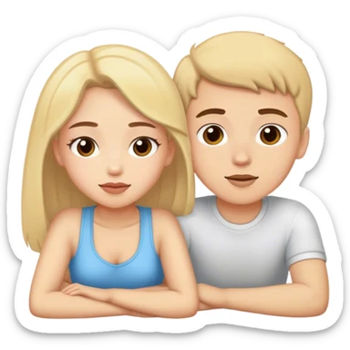 Chica con un chico acostados  sticker