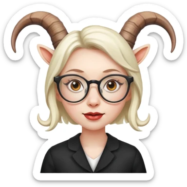 woman with goat horn and eyeglasses sticker