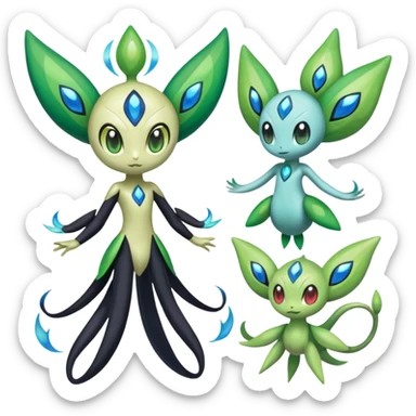 Meloetta-Celebi-Cresselia-Zygarde-Electrike-Fakémon-fusion, full body sticker