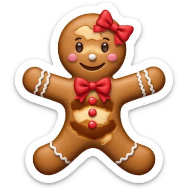 Gingerbread man with a red bow sticker