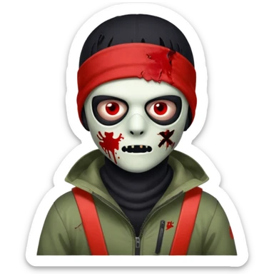 make a, zombie, boy, blackhair with a ski mask pull from nike ou syna sticker