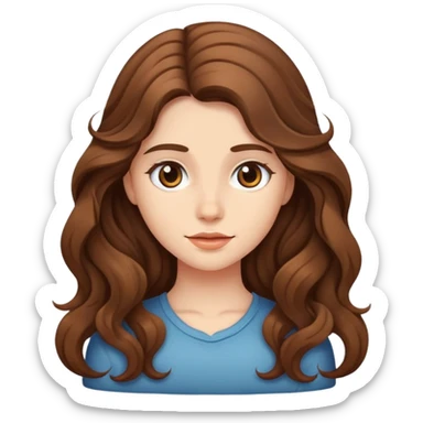 girl with long wavy brown hair and fair skin sticker