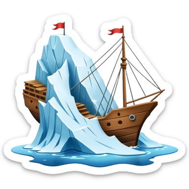 Ship on water hitting iceberg  sticker