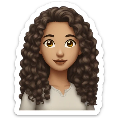 19 year old maghrebian dark long curly haired girl with brown eyes sticker